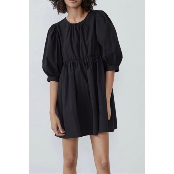 ZARA Puff Black Dress - Picture 2 of 8
